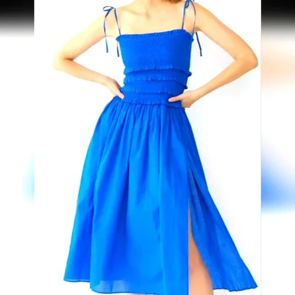 j crew smocked maxi dress OLIPHANT Sleeveless Smocked Maxi Dress For Women